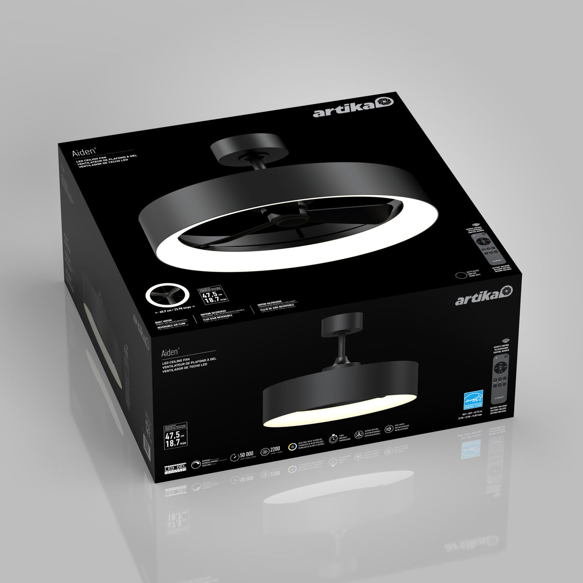 Aiden 24 in. LED modern ceiling fan 3 speeds - with remote