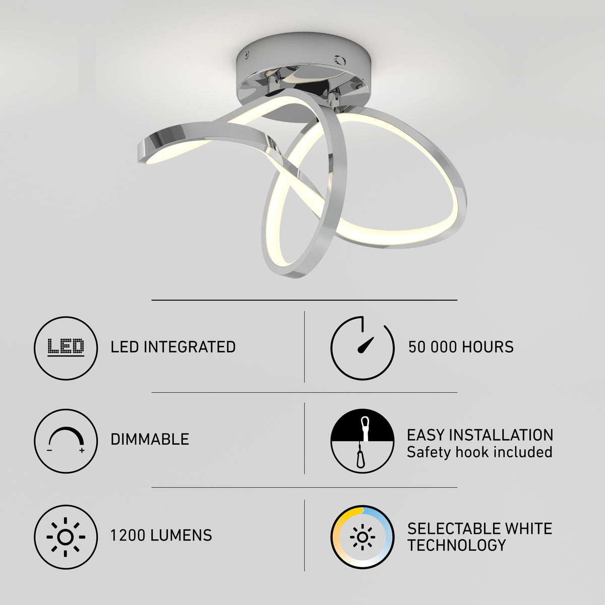 Loop luz de techo LED moderna empotrada 35 x 17 cm (14 x 7 in.) 3 CCT