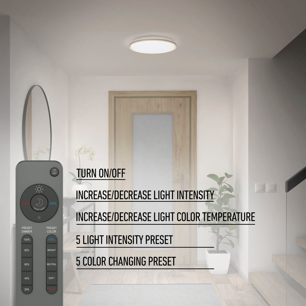 Astrid 16.5 in. LED flush mount light 5 CCT with remote