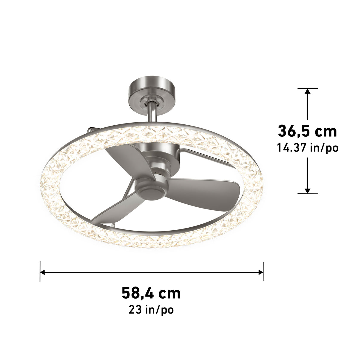 Carat 23 in. (58 cm) LED modern fandelier ceiling fan with light - includes remote