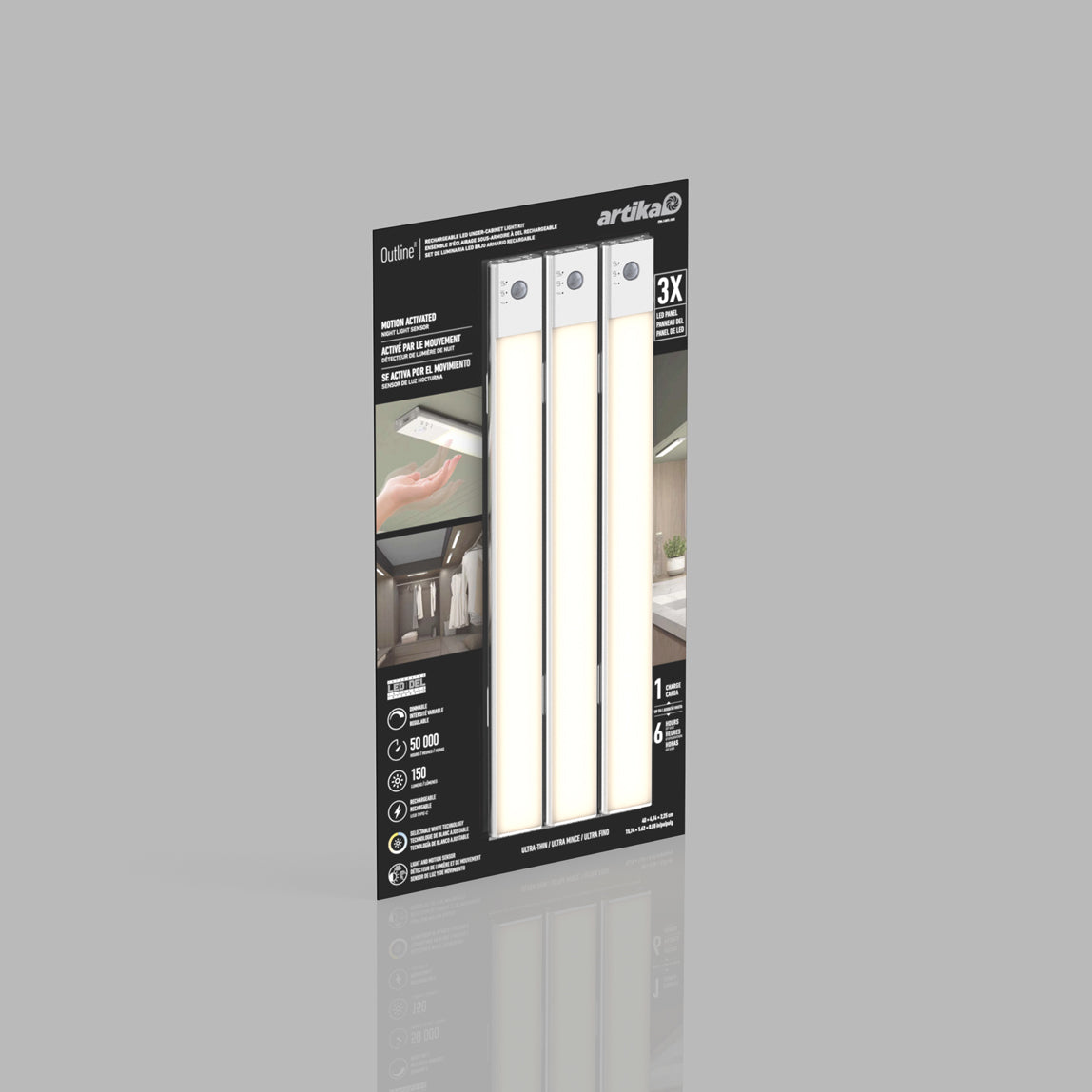 Outline under cabinet LED light 3CCT - pack of 3