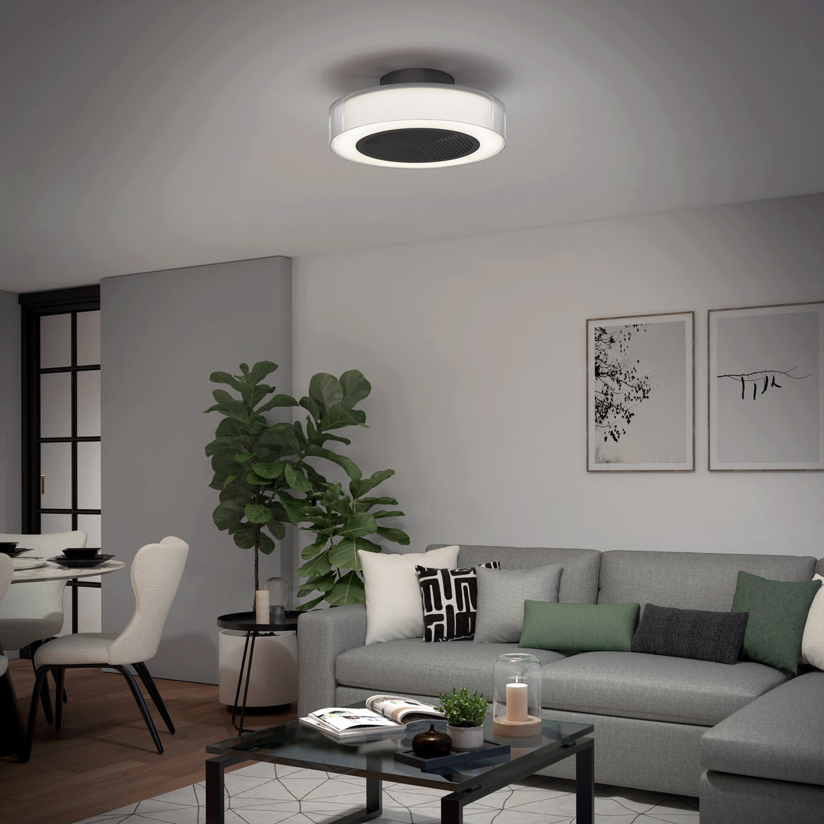 Groove 20 in. (51 cm) LED modern fandelier ceiling fan with light - includes remote