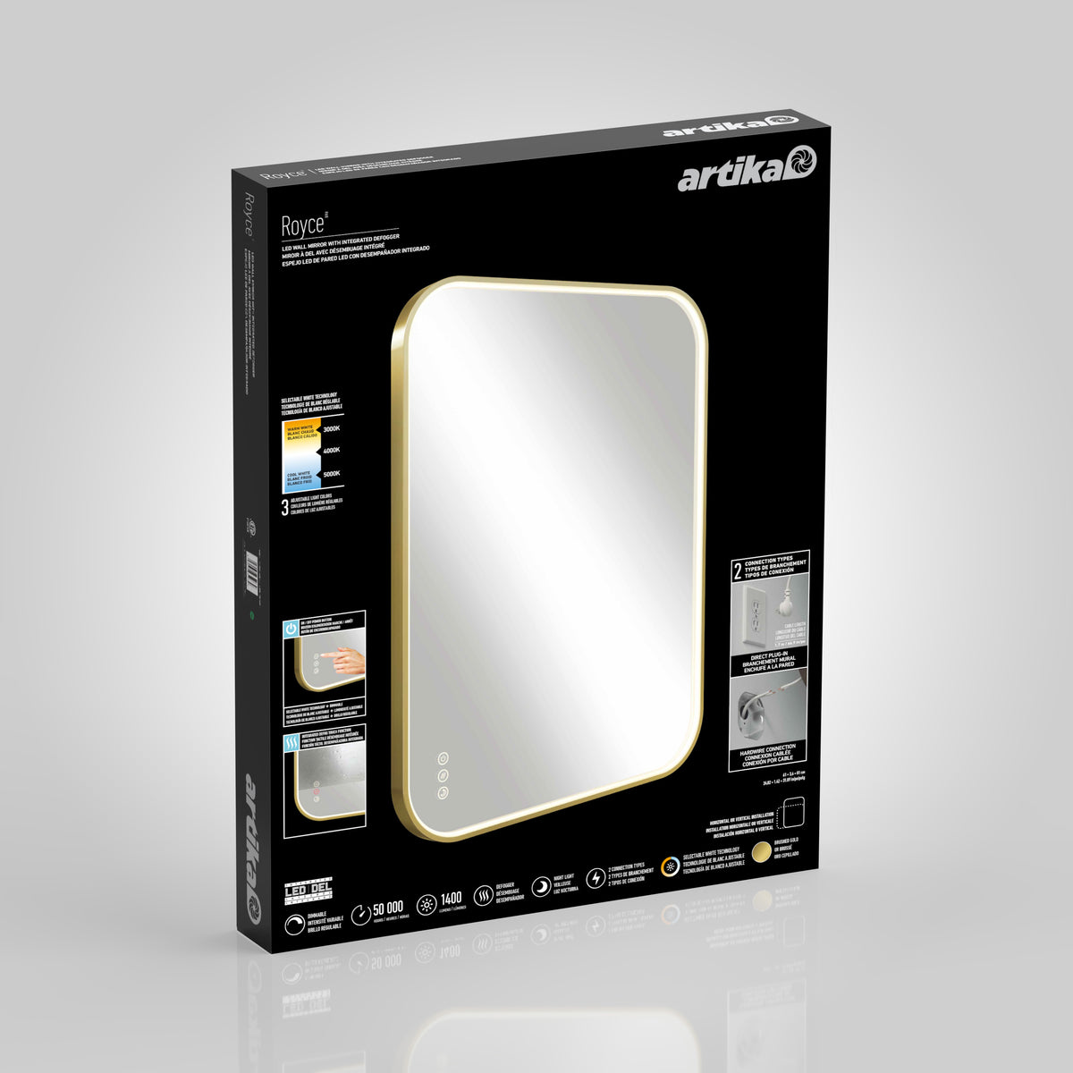 Royce 24 in. x 32 in. (61 x 81 cm) Dimmable Anti-Fog LED Mirror