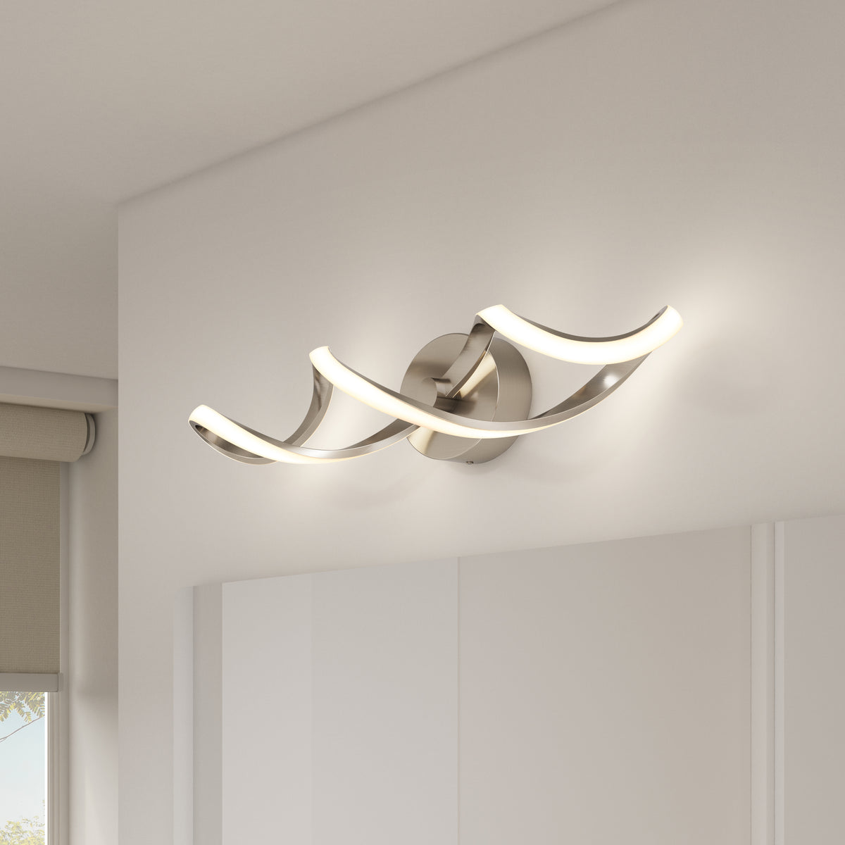 Swirl 27 pulg (68 cm) luminario de vanidad de 3 luces LED moderno para baño