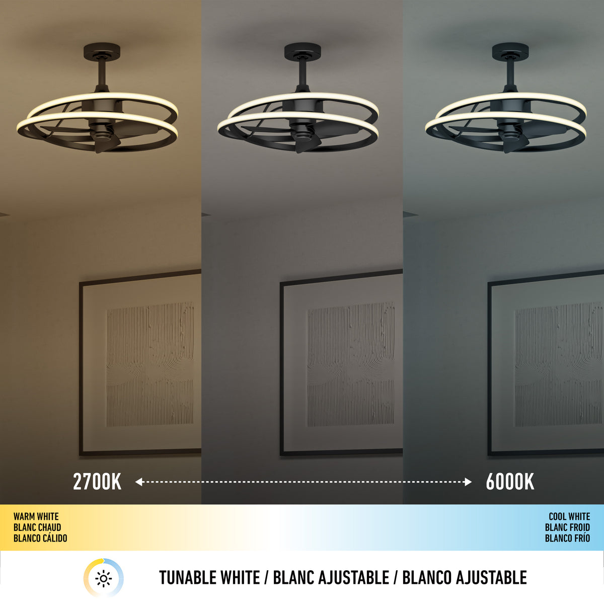 Coda 58 cm (23 in.) LED moderno fandelier ventilador de techo con luz - control remoto incluido
