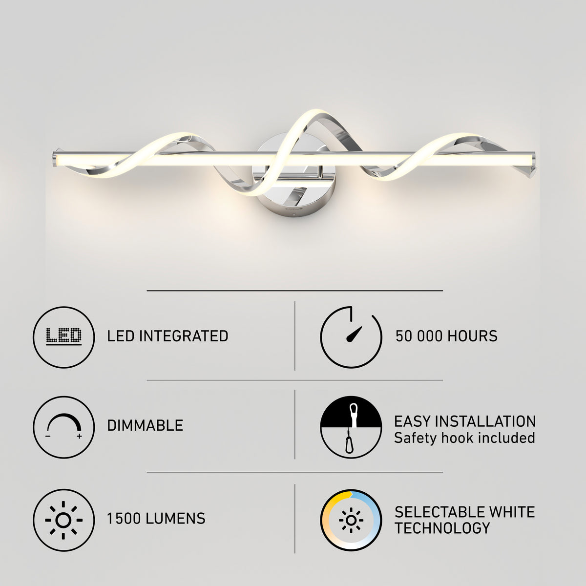 Coda modern LED bathroom vanity light 5 CCT