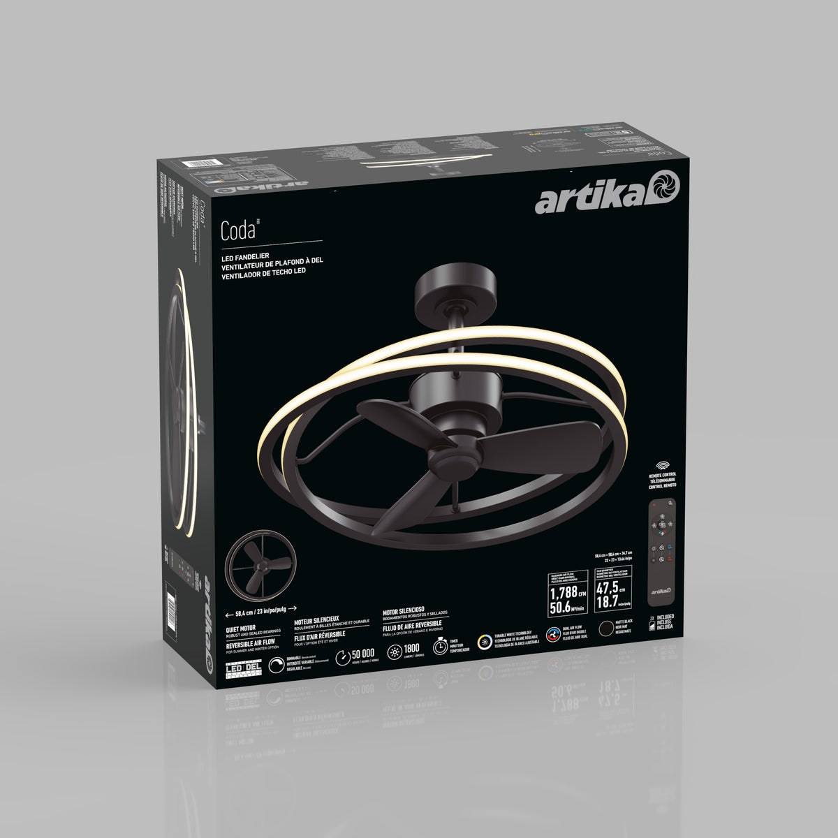 Coda 58 cm (23 in.) LED moderno fandelier ventilador de techo con luz - control remoto incluido