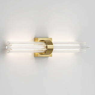 Artika Dorado 27″ LED wall vanity features parallel glass rods, dimmable light from both ends—ideal for modern bathroom décor.