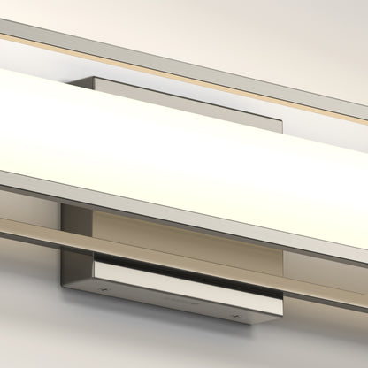 The Artika Venicia LED Wall Sconce features a modern rectangular design with a metallic base and frosted white cover, emitting soft, even light against any neutral wall.