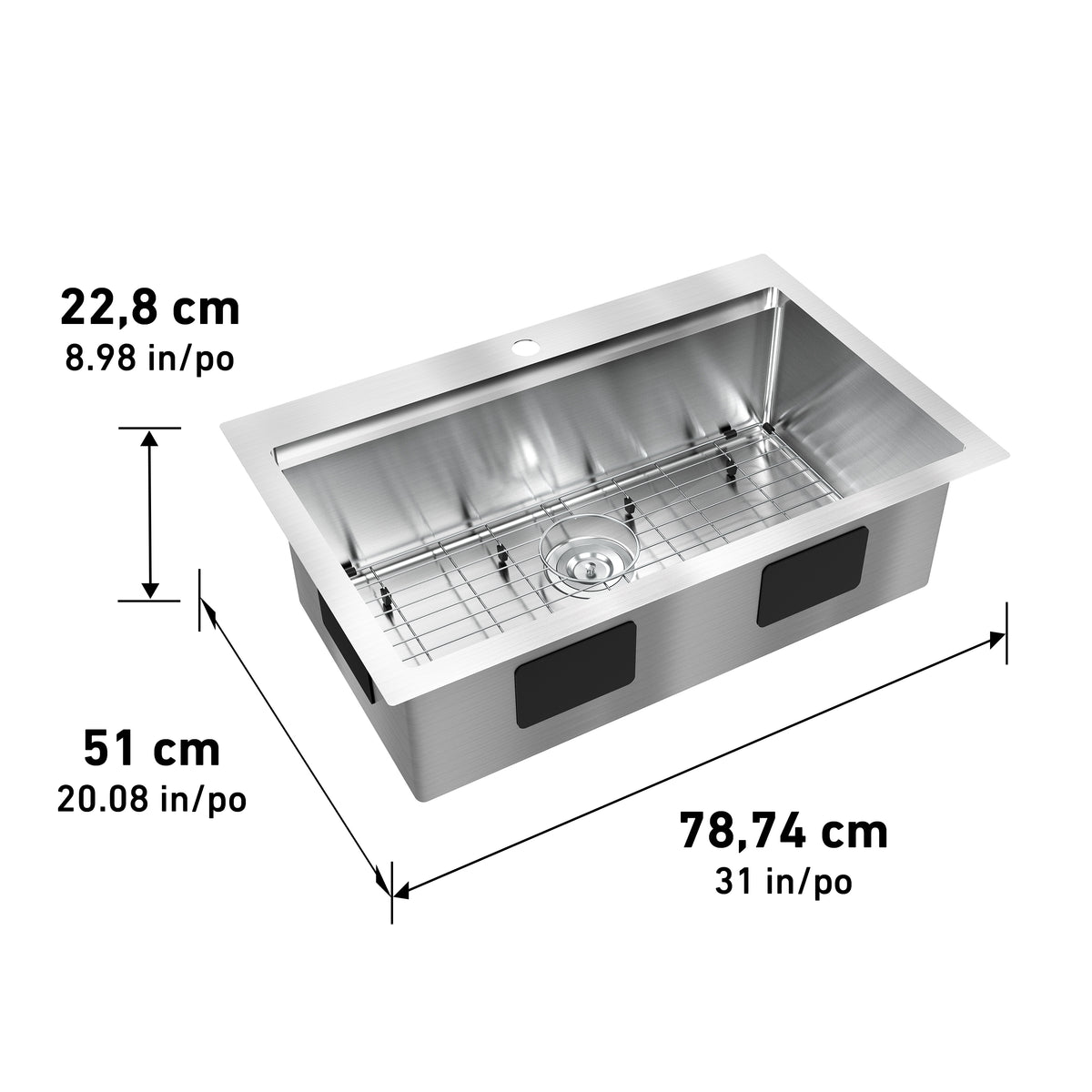 Newport fregadero 31 in. de acero inoxidable de una sola tina