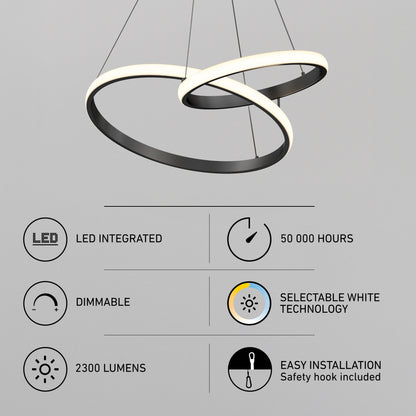 Artika Mora 28″ LED Pendant, 5CCT: dimmable, 2300 lumens, 50,000 hrs, easy install.