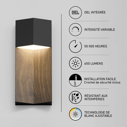 Artika Howel modern LED wall light offers 650 lumens, 5 CCT, dimming, 50K hours life—perfect as a sleek indoor-outdoor accent.