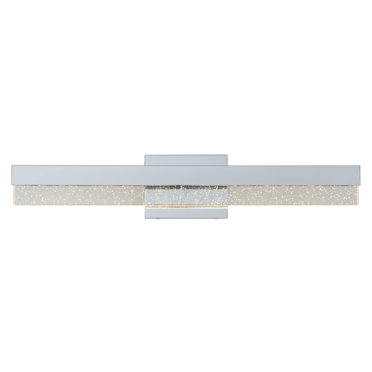 A modern, rectangular wall-mounted LED light fixture with a silver finish and a textured, sparkling diffuser, viewed from the front against a plain white background.