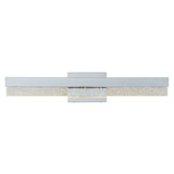 A modern, rectangular wall-mounted LED light fixture with a silver finish and a textured, sparkling diffuser, viewed from the front against a plain white background.