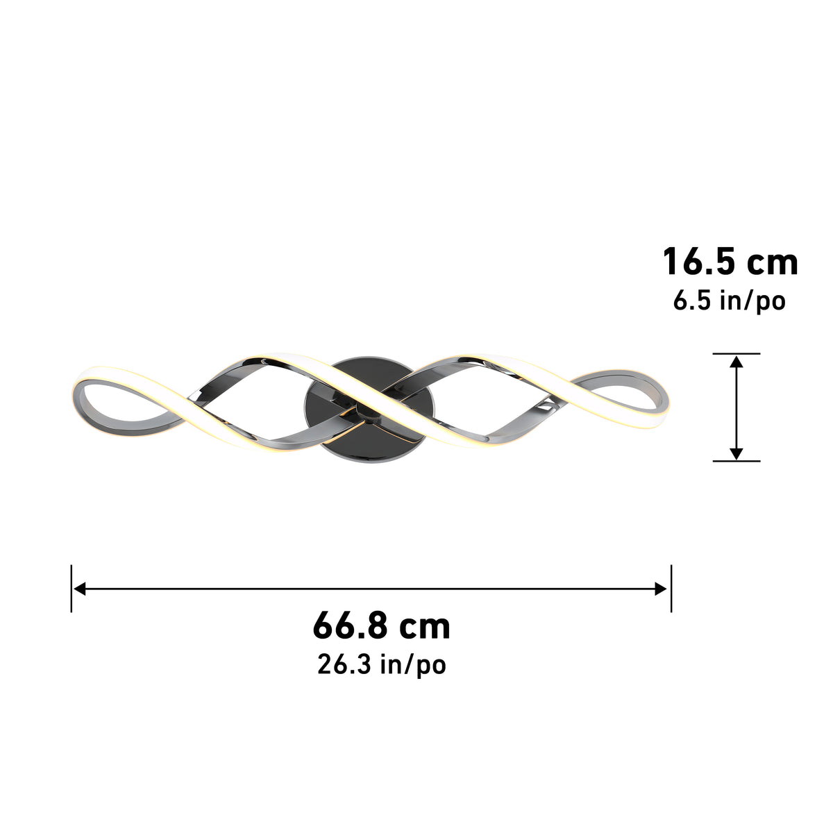 Swirl 27 pulg (68 cm) luminario de vanidad de 3 luces LED moderno para baño
