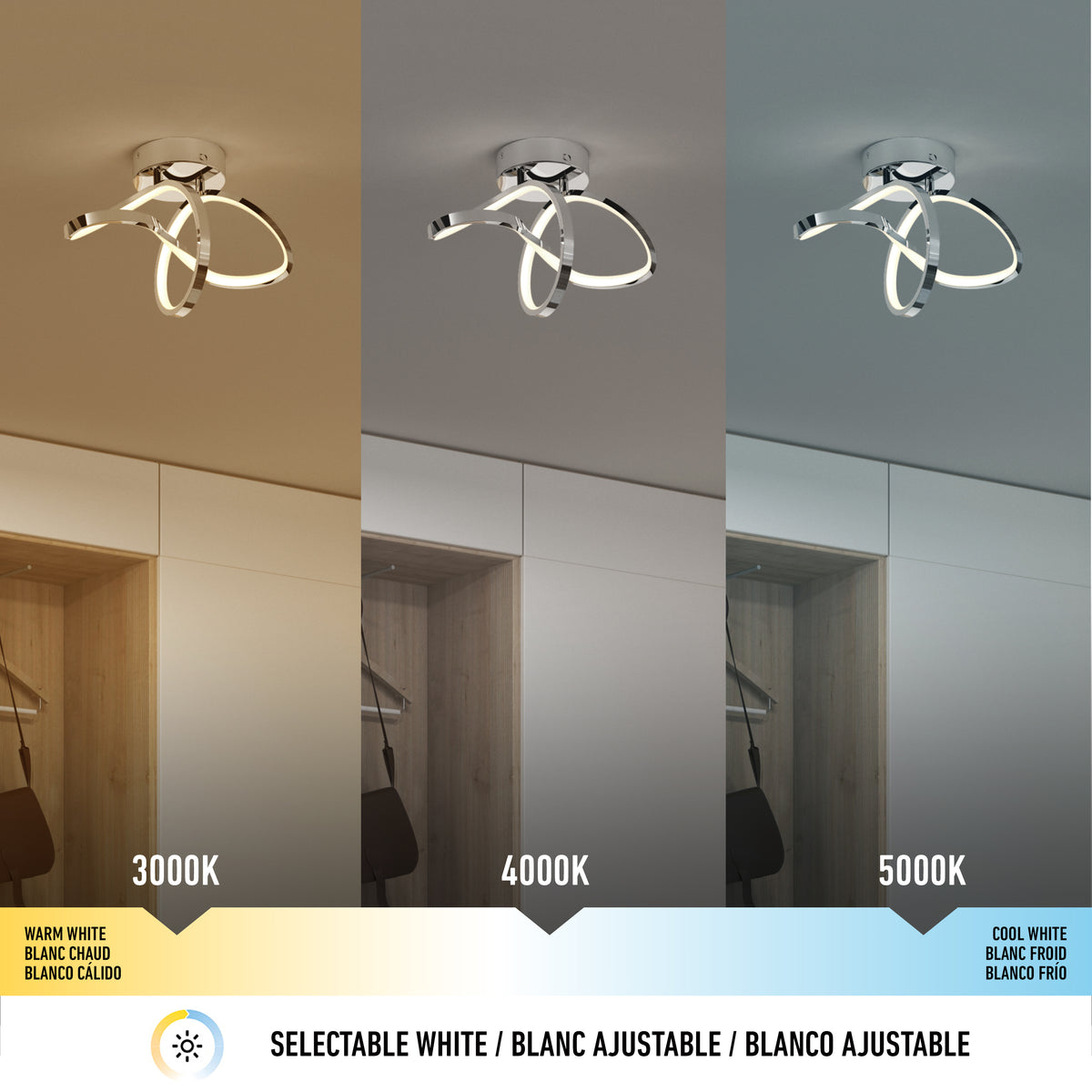 Loop luz de techo LED moderna empotrada 35 x 17 cm (14 x 7 in.) 3 CCT