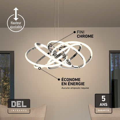 Artika Maelstrom modern LED pendant, 5 CCT, height adjustable, energy-saving with 5-year warranty—no bulbs required.