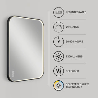 Artika Royce 24″x32″ Dimmable Anti-Fog LED Mirror, 1300 lumens, selectable color temp—ideal for modern vanities.