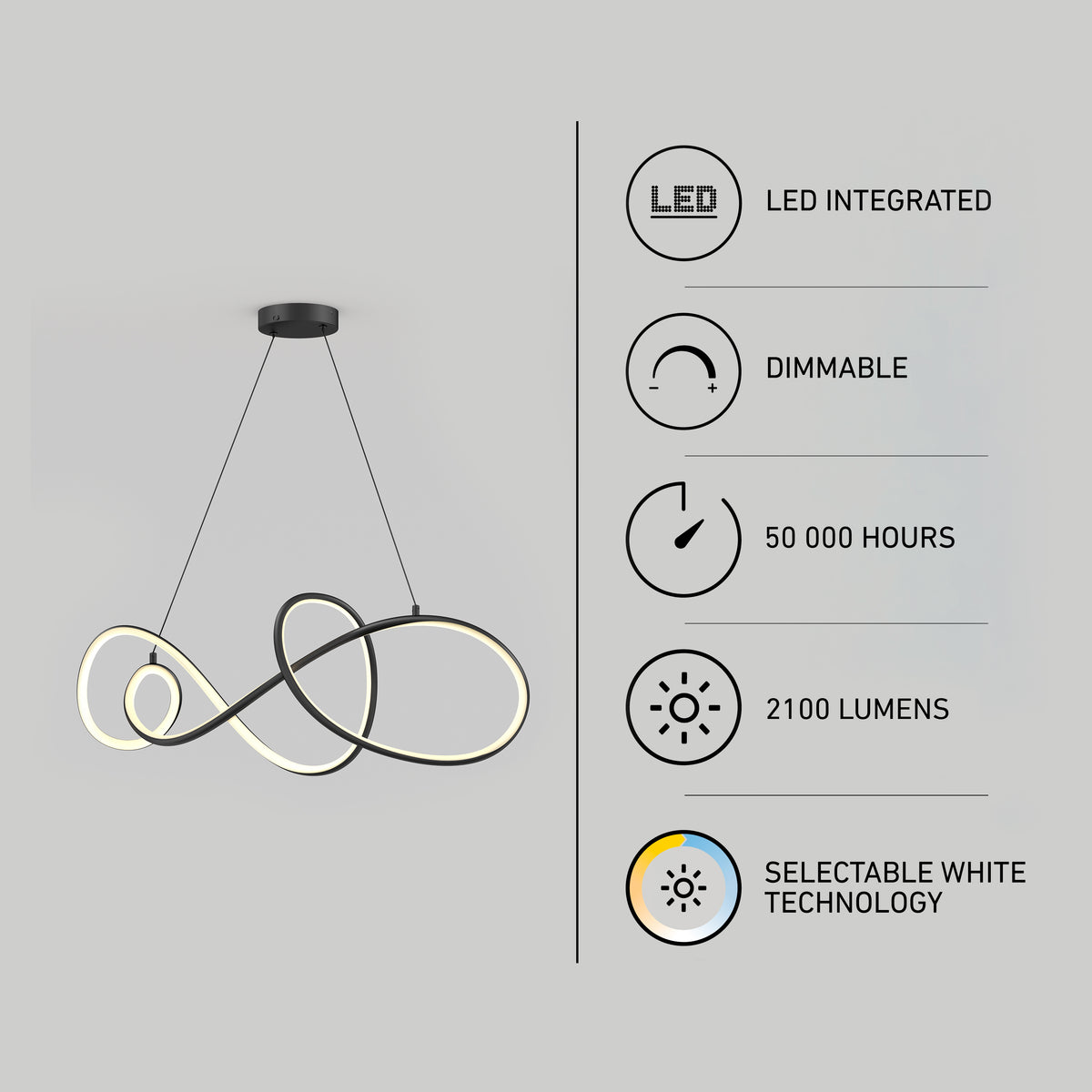 Siena modern LED pendant light 5 CCT