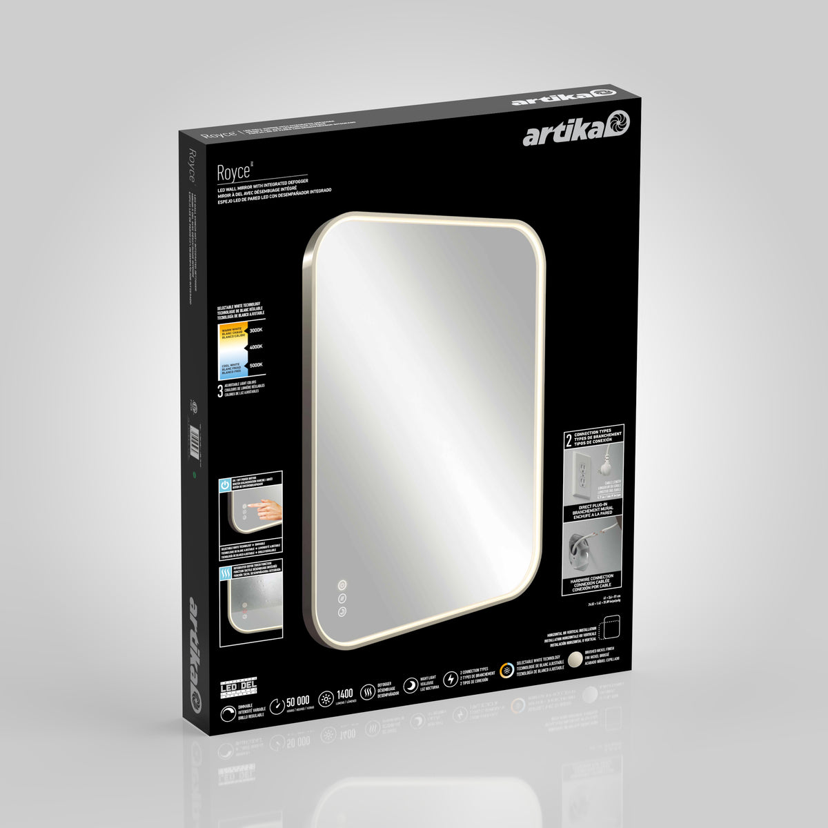 Royce 24 in. x 32 in. (61 x 81 cm) Dimmable Anti-Fog LED Mirror