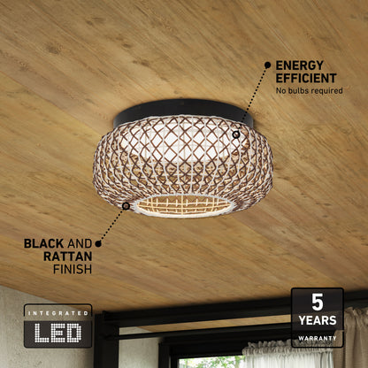 The Artika Benson 15 in. LED flush mount offers 5 CCT, is dimmable, energy efficient, and includes a 5-year warranty.