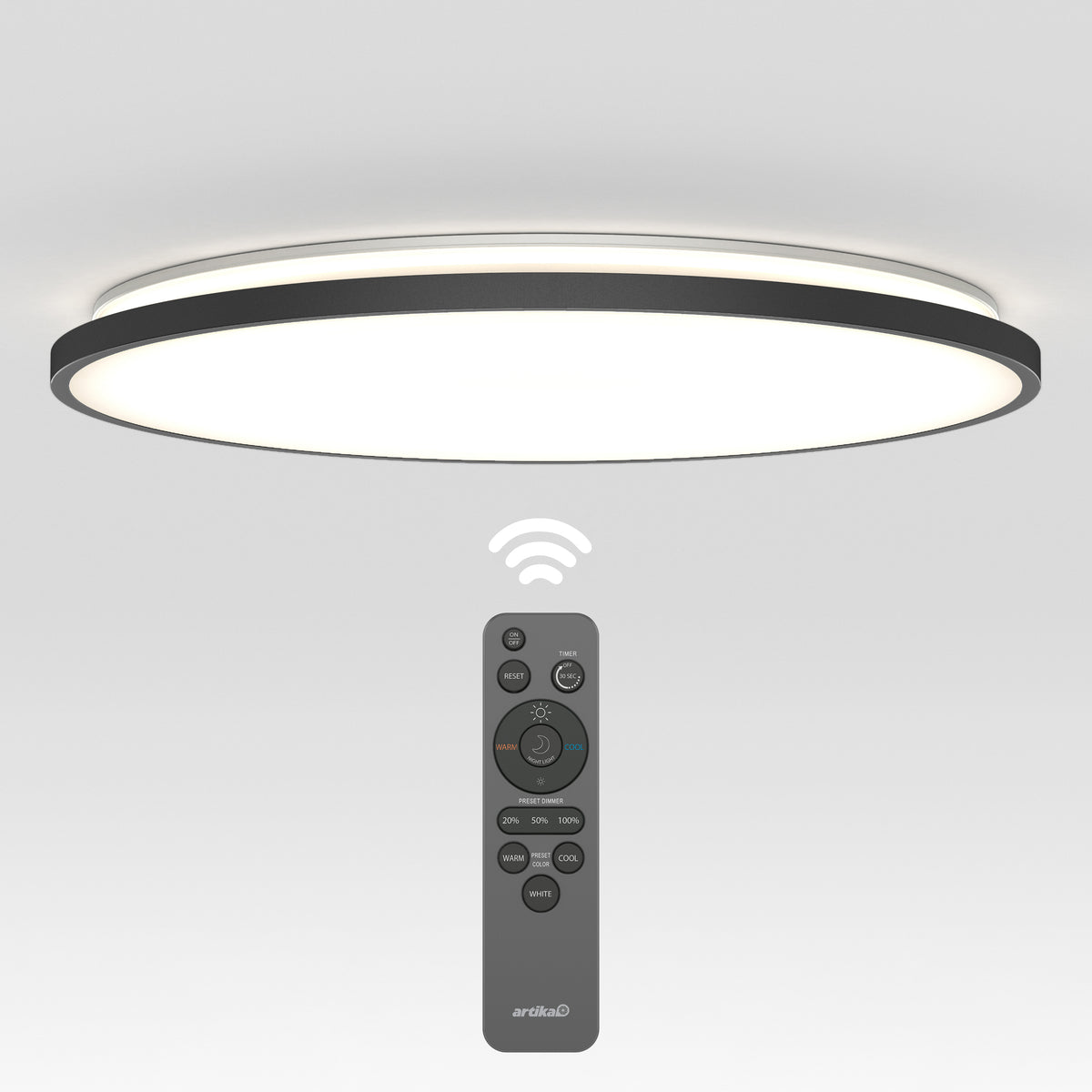 Europa 21 in. LED modern flush mount light - with remote