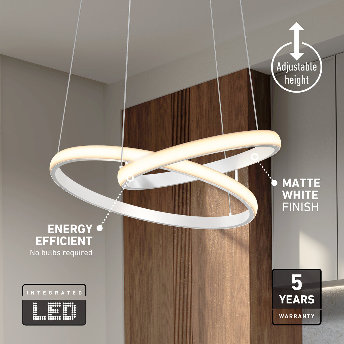 Mora 28" LED Pendant, 5CCT