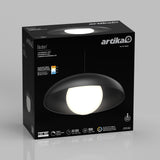 A black box featuring the Artika brand and an image of the Boden LED pendant light, showing a modern, dome-shaped fixture with a glowing white center against a gray background.