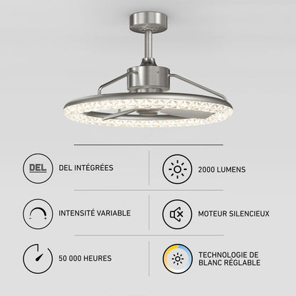 Carat 23" LED Modern Ceiling Fan with Remote Control