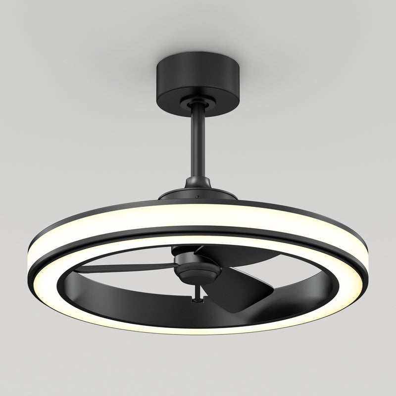 Artika Edwin 23 in. LED modern fandelier ceiling fan with light, shown suspended from a white ceiling, includes remote.