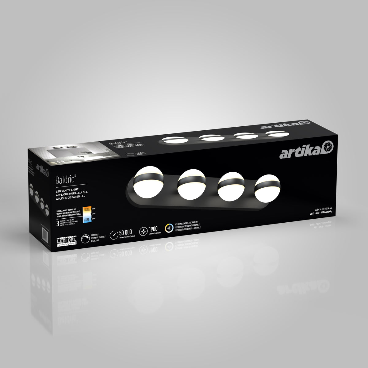 Baldric 27-in (69 cm) 4-Light Modern LED 3-CCT Vanity Light for Bathroom