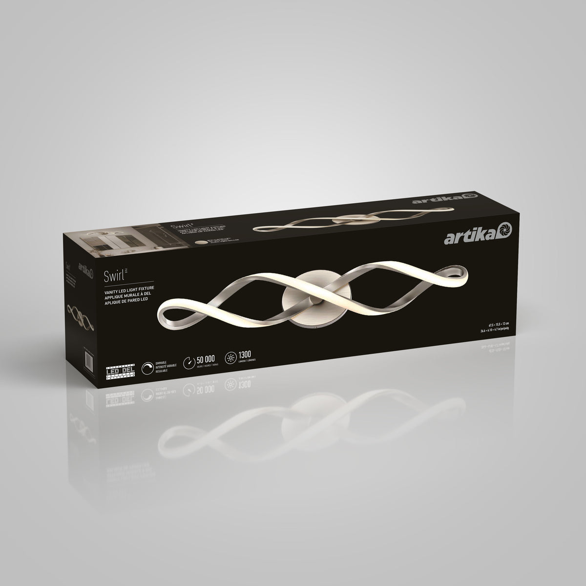 Swirl 27 pulg (68 cm) luminario de vanidad de 3 luces LED moderno para baño