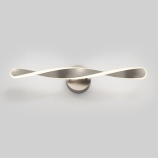 The Artika Finley LED modern bathroom vanity light 3 CCT is a dimmable, stylish fixture with a twisted metal design on a circular base.