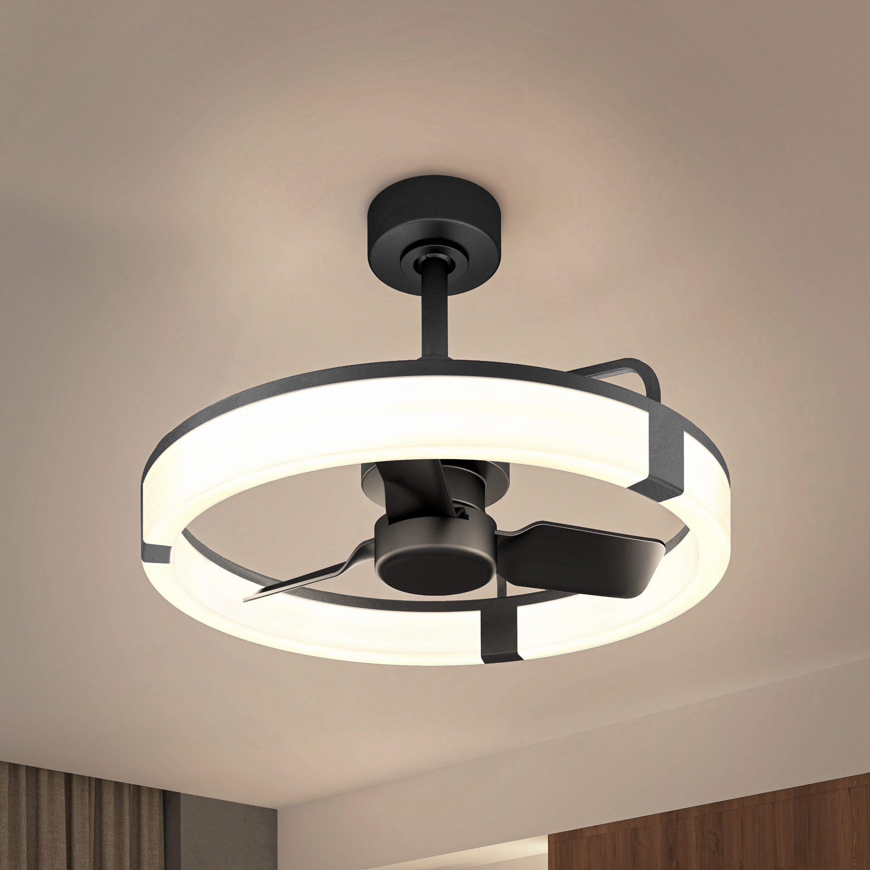 Sunnyvale 23 in. LED modern ceiling fan in Black | Artika