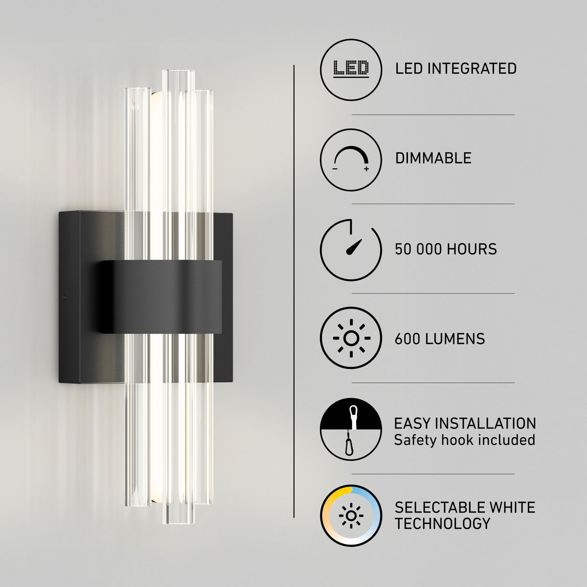 The Artika Dorado LED wall sconce offers 3 selectable color temps and dimmable, energy-efficient, contemporary lighting.