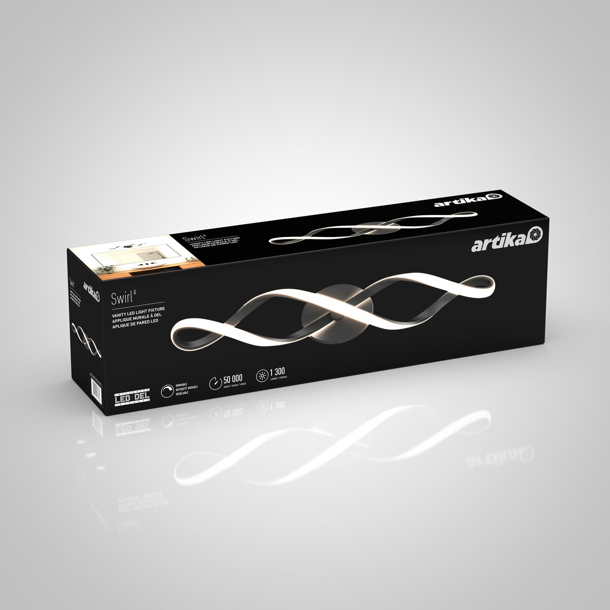 Swirl 27 pulg (68 cm) luminario de vanidad de 3 luces LED moderno para baño