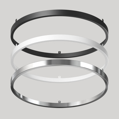 Three metallic rings in black, white, and silver highlight the Artika Isara 15″ RGBIC LED Flush Mount Interchangeable Trim.