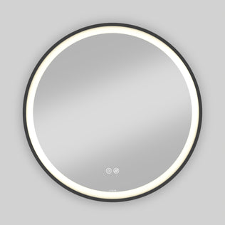 Artika Mateo 28 in. LED mirror with 3 CCT, defogger, and glowing edge shown on a plain gray background.
