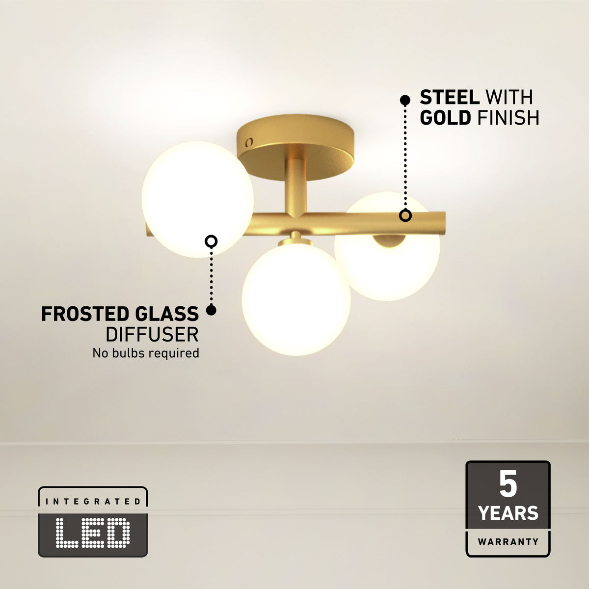 Bloom modern mid-century LED flush mount light 5 CCT