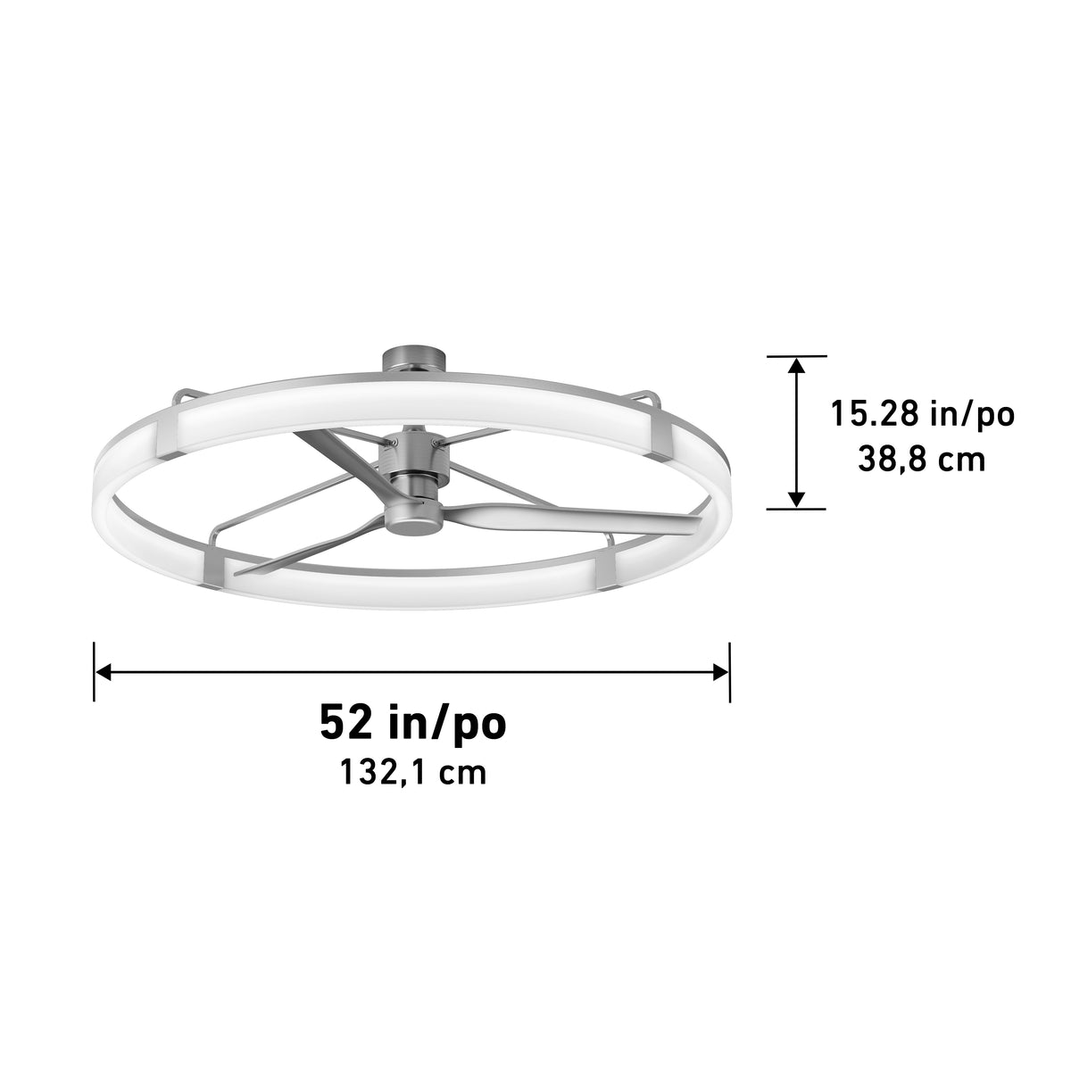 Artika Sunnyvale 52 in. (132 cm) LED Ceiling Fan with Remote; height: 15.28 in. (38.8 cm).