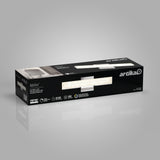Rectangular black box packaging for an Artika Adeline LED vanity light, featuring an image of the light fixture, product details, and branding on a gray background.
