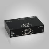 A black rectangular box with the brand name artika shows a modern, geometric LED ceiling light fixture called Lewis on the packaging. The light has interlocking, illuminated loops and technical details are visible on the box.