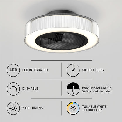 Groove 20 in. LED modern ceiling fan 3 speeds - with remote