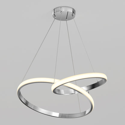 Artika Mora 28″ LED Pendant: sleek chrome hoops, 5CCT LED, dimmable, suspended by wires for a modern look.