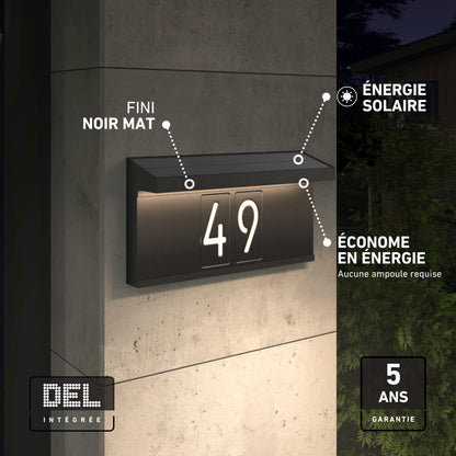 The Artika Bowen solar LED outdoor address wall light 5 CCT displays energy-efficient, maintenance-free numbers “49” with a matte black finish, no bulb required, and comes with a 5-year warranty—perfect for your exterior wall.