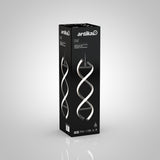 A black rectangular box with artika branding and an image of a modern, spiral-shaped LED pendant light named DNA displayed on the front. The packaging features white text and product details.