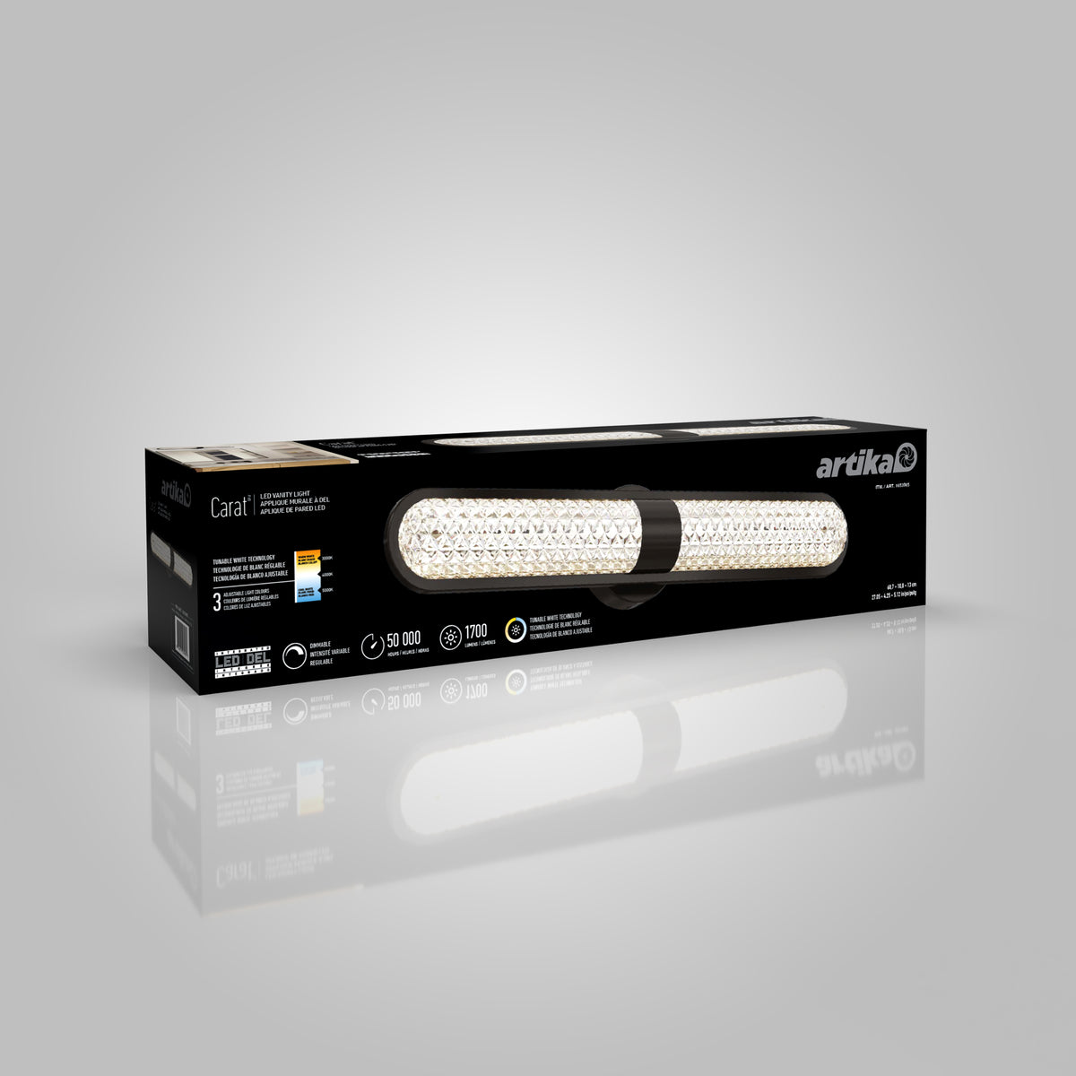 Carat 27-in (69 cm) Integrated LED 3-CCT Vanity Light Bar for Bathroom