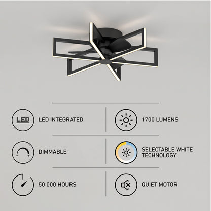 Swirl 26 in. LED modern ceiling fan 3 speeds - with remote