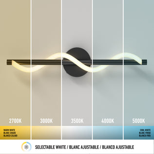 Artika Neon modern LED bathroom vanity light 5 CCT offers adjustable white light from 2700K to 5000K in five sections.