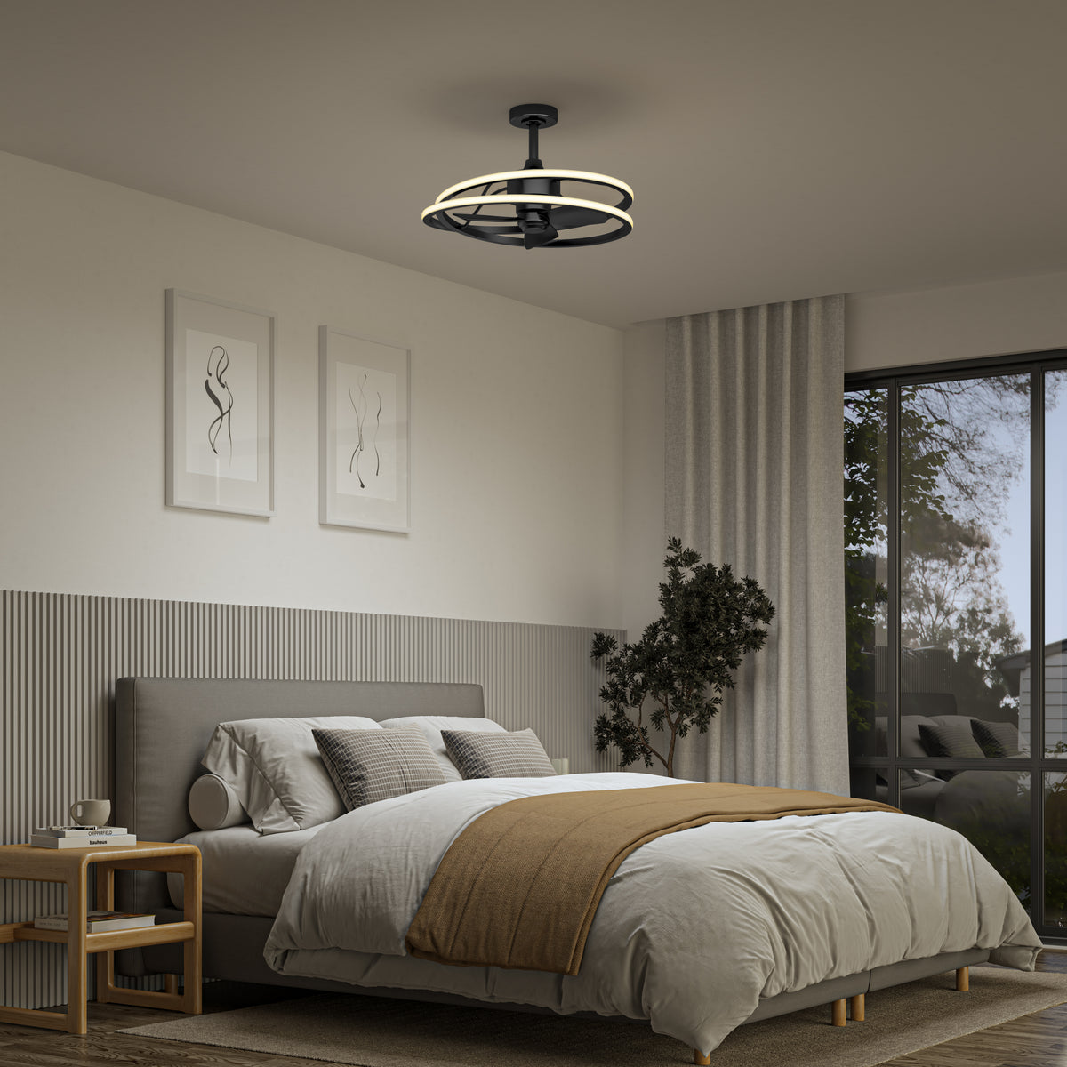 Coda 58 cm (23 in.) LED moderno fandelier ventilador de techo con luz - control remoto incluido